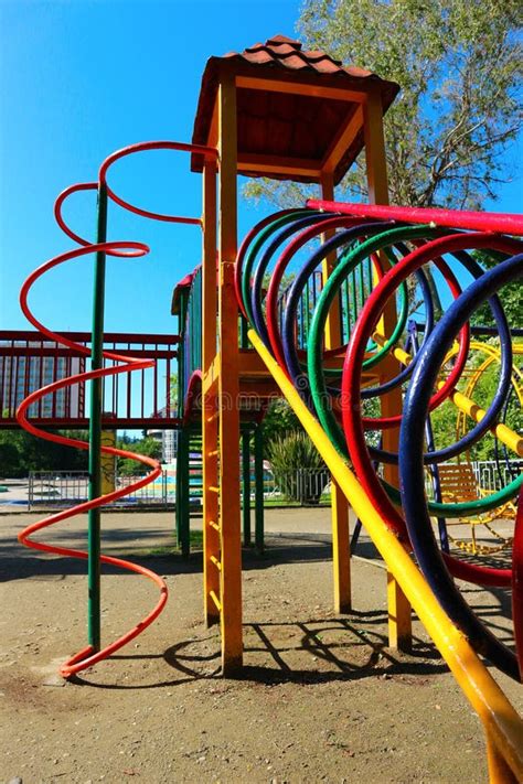 Metal playground slide stock photo. Image of recreation - 25309022