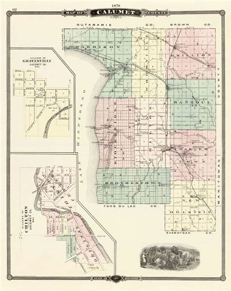 1878 Calumet County Map | Calumet, County map, Landscape architecture portfolio