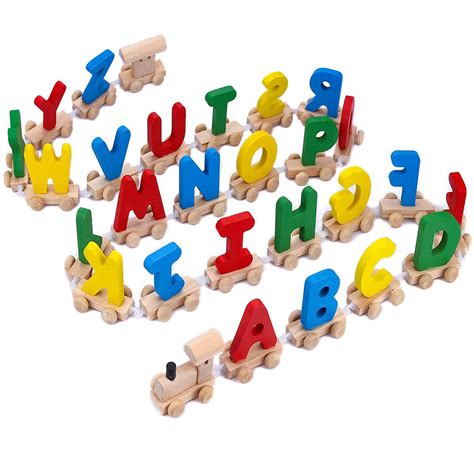 Letter Train Wooden Railway ABC Alphabet Train Kids Toddler Educational ...