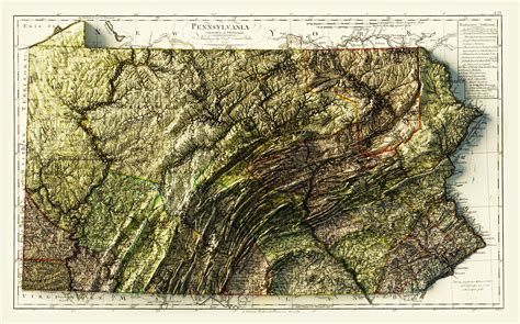 1797 Map of Pennsylvania with added 3D relief : r/Maps