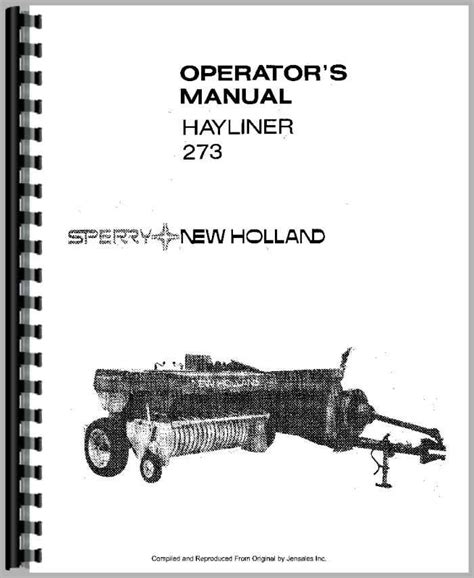 New Holland 273 Baler Operators Manual