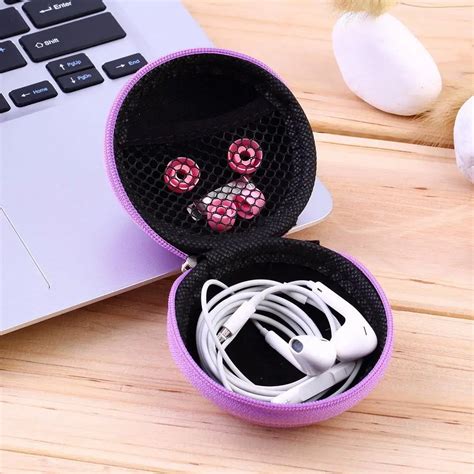 7 Colors PU leather Zipper Protective Headphone case Pouch Earphone Storage bag Soft Headset ...