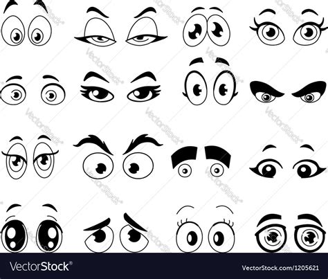 Outlined cartoon eyes Royalty Free Vector Image