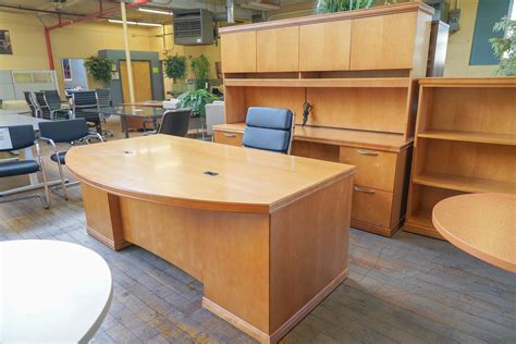 OFS 4-Piece Honey Cherry Wood Executive Desk Suite • Peartree Office Furniture