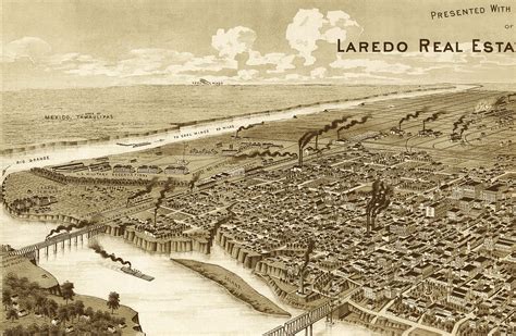 Laredo, Texas in 1892 - Bird's Eye View, Aerial Panorama, Vintage ...