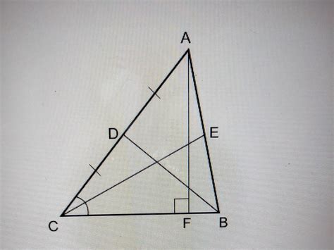 Name an angle bisector for ∆ABC A) BD B) A!F (couldn't post correctly ...