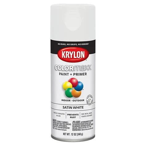 12 Oz Krylon K05577007 White COLORmaxx Paint & Primer Spray Paint, Satin | Spray Paint, Enamel ...