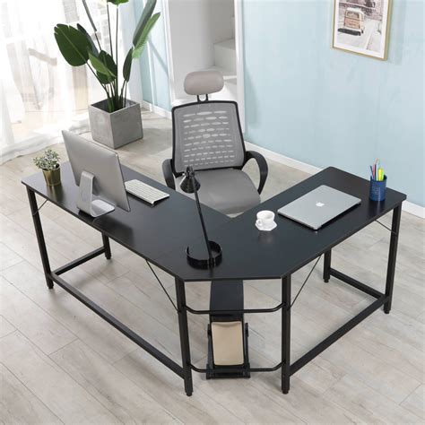 Office L-Shaped Computer Desk, 66'' x 49'' x 30'' Corner Desk, Modern Design PC Laptop Computer ...