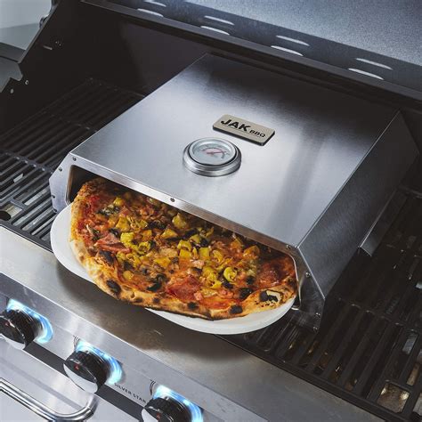 JAK BBQ Pizza Oven Kit J 20 Silver Pizza Oven Set with Stone Pizza Oven Stainless Steel Top ...