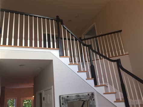 Stair railings painted black Mendham | Stair railing, Stairs, Staircase