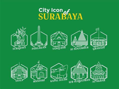 City Icons of Surabaya 681784 Vector Art at Vecteezy