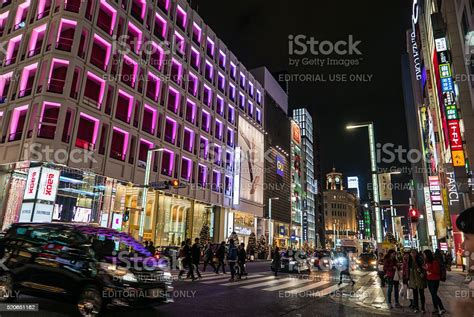 Ginza At Night Stock Photo - Download Image Now - Architecture, Asia, Billboard - iStock