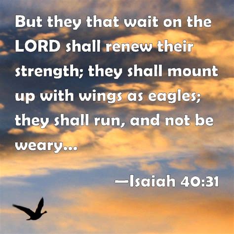 Isaiah 40:31 But they that wait on the LORD shall renew their strength ...