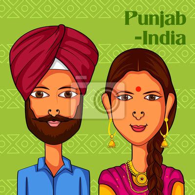 Punjabi couple in traditional costume of punjab, india wall mural ...