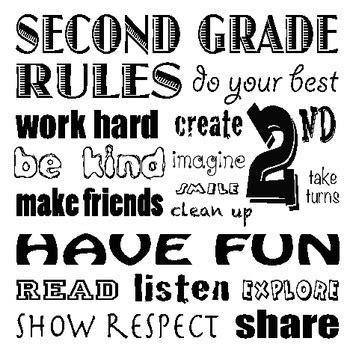 2nd Grade Classroom Rules Poster by Therapy Etcetera | TPT