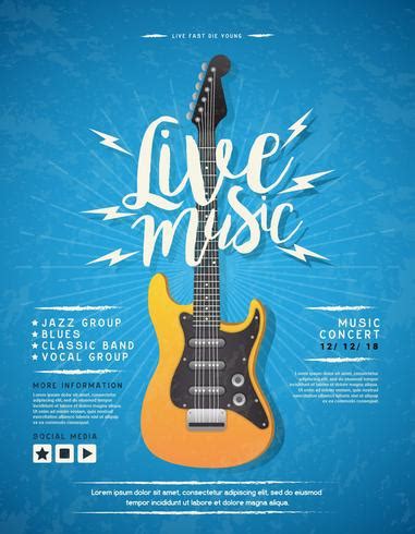 Concert Poster Design With Guitar Vector Illustration 182399 Vector Art ...