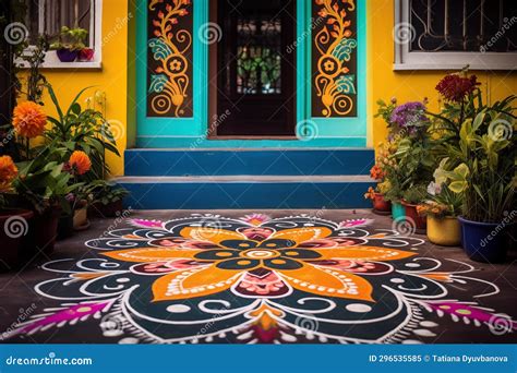 Colorful Rangoli Designs Adorning the Entrance of a House during Diwali ...