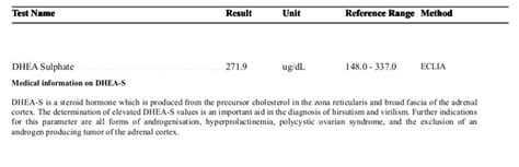 DHEA Sulfate Test-Introduction, Test Result, Unit, Normal Range