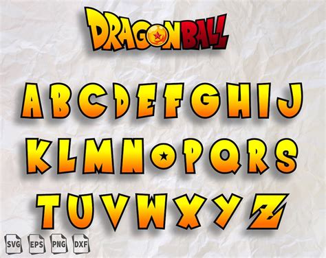 Dragon Ball Gradient Font Dragon Ball alphabet Dragon Ball | Etsy