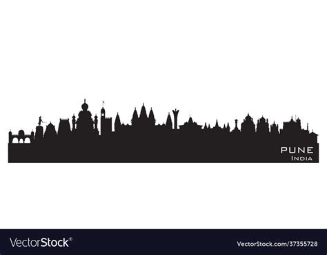 Pune india city skyline silhouette Royalty Free Vector Image