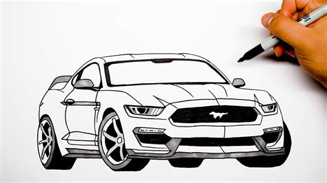 How to draw a car - Ford Mustang - Step by step - YouTube