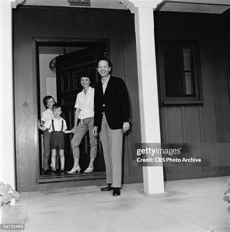 American television actor Don Knotts stands his family on the porch... News Photo - Getty Images