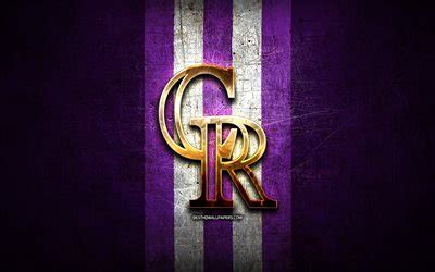 Download wallpapers Colorado Rockies emblem, MLB, golden emblem, violet ...