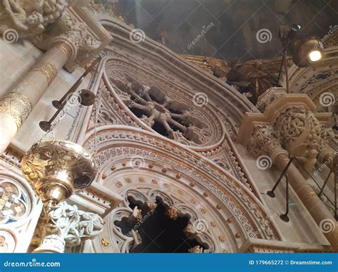 View Inside the Monastery of Montserrat. Grandiose Building and Magnificent Architecture Stock ...