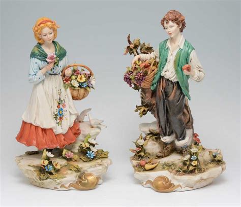 374: PAIR CAPODIMONTE ITALIAN PORCELAIN FIGURINES