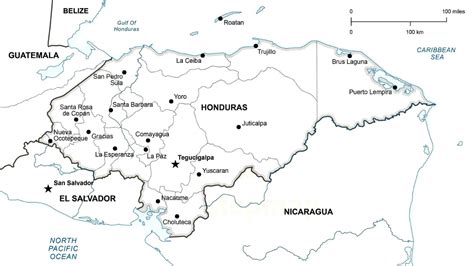 Mapa político de Honduras para colorear, conoce los límites del territorio hondureño