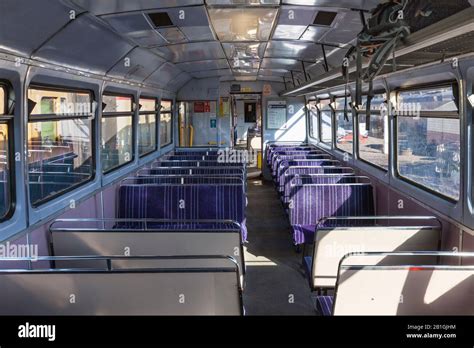 Interior of former Northern rail class 142 pacer train 142060 showing ...