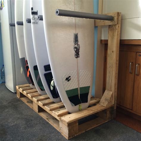 Surfboard rack DIY from old wooden pallets up-cycled. | Surfboard ...