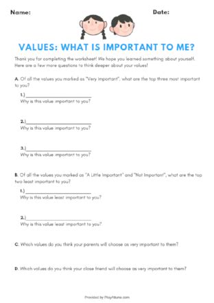 Exploring values worksheet – Artofit