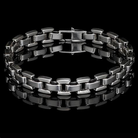 William Henry SLEEK Sterling Silver Thin Square Link Mens Bracelet