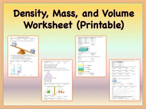 Density, Mass, and Volume - Worksheet (Printable) | Teaching Resources