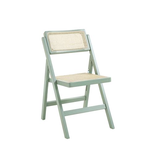 Frances Set of 2 Folding Cane Rattan Chairs, Mint | daals