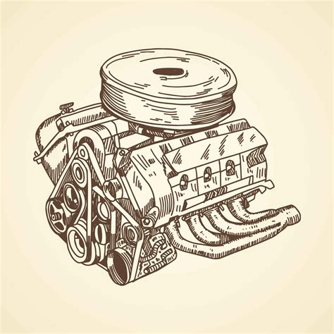 Car Engine Drawing 215040 Vector Art at Vecteezy