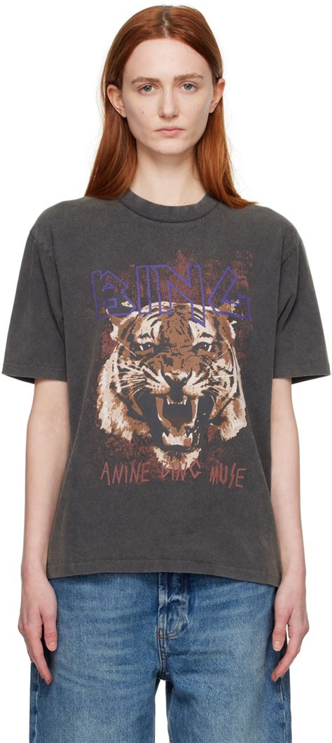 ANINE BING Black Tiger T-Shirt ANINE BING