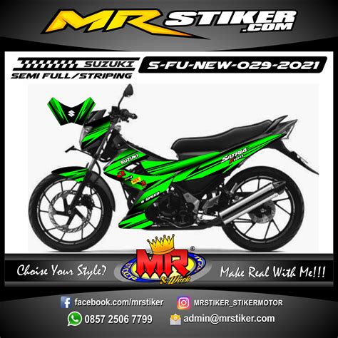 Stiker motor decal Suzuki Satria FU New Green Decal Grafis Line Design ...