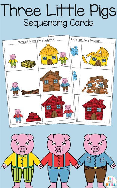 Three Little Pigs Sequencing Cards | Three little pigs story, Little pigs, Sequencing cards