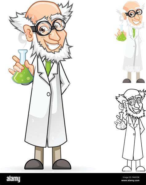 Scientist Cartoon Character Holding a Beaker Feeling Great Stock Vector Image & Art - Alamy