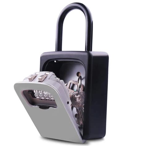 HOT SALE Key Lock Box Wall Mount Key Lock Box 4 Digit Combination Key Storage Lock Box ...