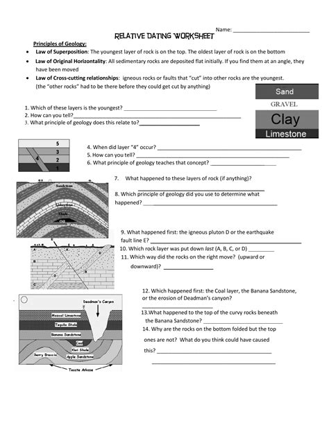 Relative Dating Worksheet Answer Key - Wordworksheet.com