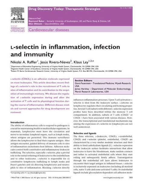 L-selectin in inflammation, infection and immunity - the Ley Lab Web ...