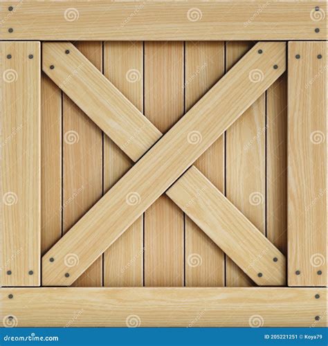 Wooden Crate Front View, Cargo Box Texture 3d Rendering Stock Illustration - Illustration of ...