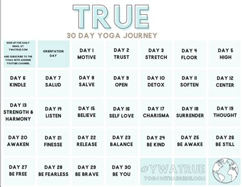 Yoga With Adriene True 30 Day Journey Calendar Orientation Day, Yoga Themes, 30 Day Yoga, Yoga ...