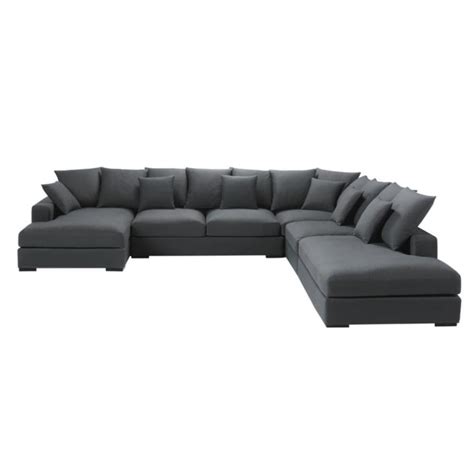 7 seater cotton modular corner sofa in grey Loft | Maisons du Monde