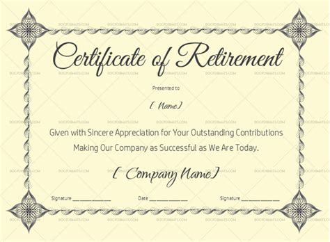 22+ Retirement Certificate Templates - in Word and PDF | Doc Foramts