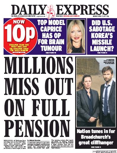 Daily Express (UK) Front Page for 17 April 2017 | Paperboy Online Newspapers