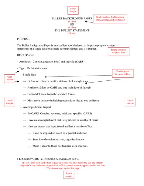 BULLET BACKGROUND PAPER ON THE BULLET STATEMENT